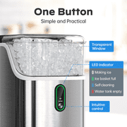 Philergo 35lbs/24H Nugget Ice Maker Countertops with LED Indicator, Portable Chewable Pebble Ice Machine with Self-Cleaning, Crushed Sonic Ice for Hmoe, Kitchen, RV, Stainless Steel