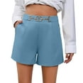 thumbnail image 3 of Simua Womens Fashion Shorts Waist Metal Jewelry Formal Solid Color Suit Shorts, 3 of 10