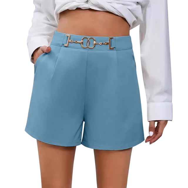 FNFYFH Clearance Ladies Quick Dry Loose Fit Solid Color Summer Shorts Easy Wear Comfy Shorts,Sky Blue