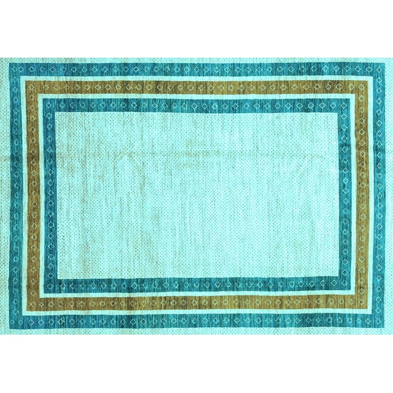 Ahgly Company Indoor Rectangle Abstract Light Blue Modern Area Rugs, 2' x 3'