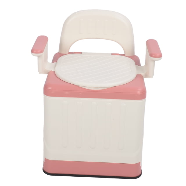 Inodoro portátil plegable para adultos, Silla de Cama Desmontable de Cama Rosa Anillo de Cojín Rosa Pu Anillo Anti -resbalón de Carga Fuerte de Carga Fuerte Con Brasos para El
