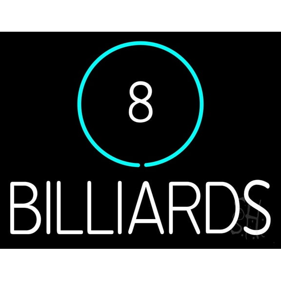 8 Billiards LED Neon Sign 15" Tall x 19" Wide - inches Black Square Cut Acrylic Backing, with Dimmer - Premium built indoor Sign for Storefront, Store interior, Bar, Game zone, Clubs.