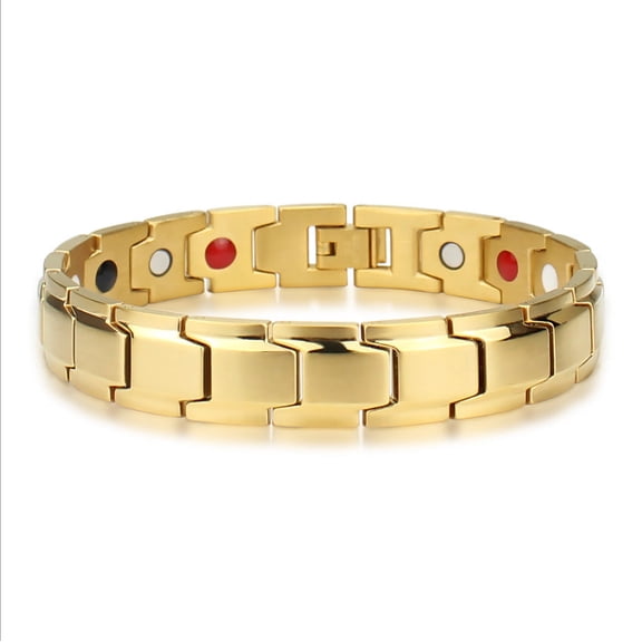 Unisex Geometric Alloy Bracelet, Electroplated Black/Gold/Silver Finish, Modern Link Chain Bracelet, 21.5cm Fashion Jewelry