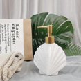 thumbnail image 5 of Dispensador de jabón en forma de concha, botella de loción de cerámica blanca con bomba dorada mate, decoración para el hogar, baño y cocina., 5 of 5