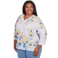 thumbnail image 3 of Alfred Dunner Womens Plus-Size Floral Textured V Neck Top, 3 of 4