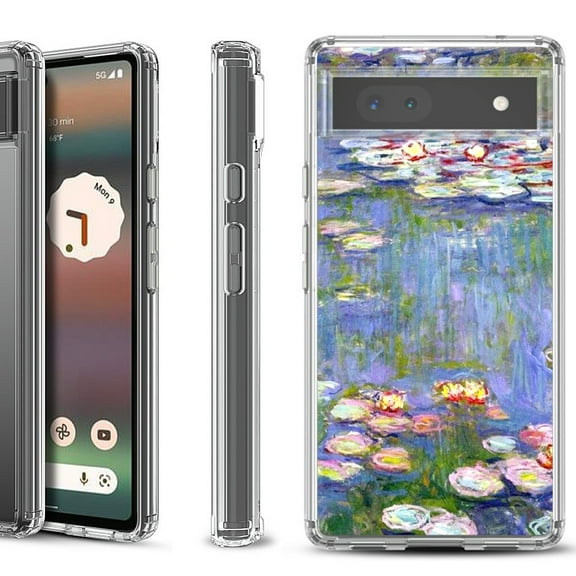 Shockproof Bumper Phone Case for Google Pixel 6a, by OneToughShield ® - Water Lilies