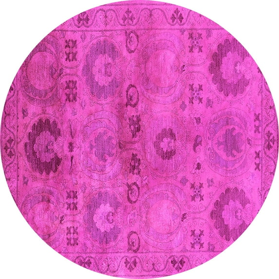 Ahgly Company Indoor Round Oriental Pink Industrial Area Rugs, 3' Round