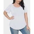 thumbnail image 5 of Scoop Neck Women Pleated Short Sleeve T Shirt Dressy Casual Summer Blouse Top, 5 of 5