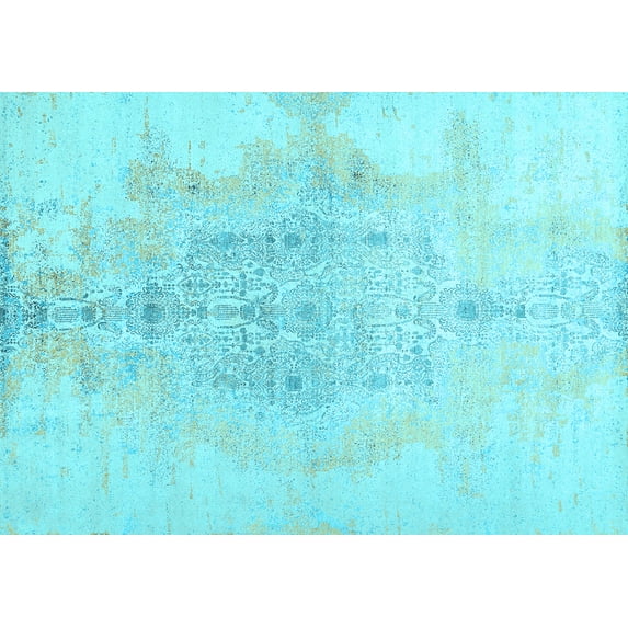 Ahgly Company Indoor Rectangle Abstract Light Blue Contemporary Area Rugs, 5' x 8'