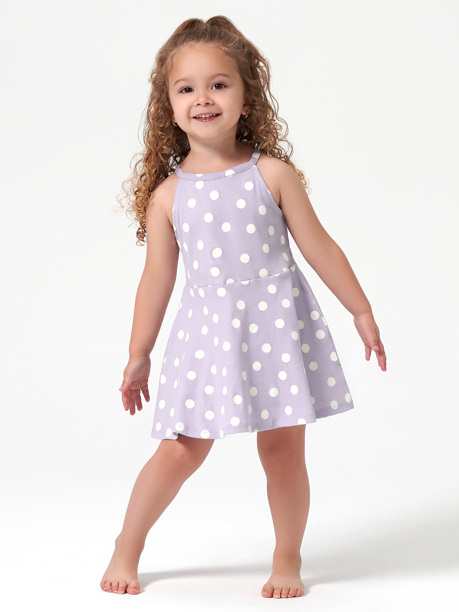 Modern Moments By Gerber Toddler Girl Ribbed Sleeveless Halter Dress, (12 months - 5T)