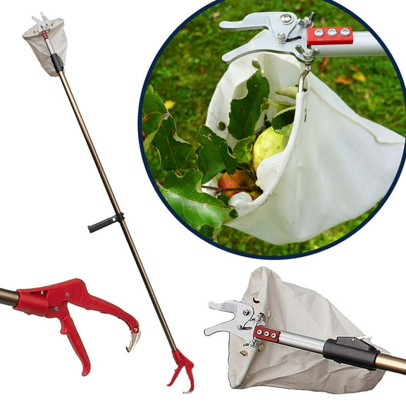 Kings County Tools 10ft Fruit Picker Pole with Basket - Fruit Grabber Reacher Tool with Cutter