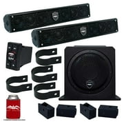 Wet Sounds - Two Stealth 6 Surge Soundbars, 1.75" Pipe Mounting Hardware, 10" Sub AS-10 & WW-BTRS Bluetooth Controller