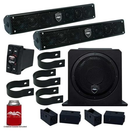 Wet Sounds - Two Stealth 6 Surge Soundbars, 1.75" Pipe Mounting Hardware, 10" Sub AS-10 & WW-BTRS Bluetooth Controller