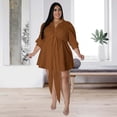 thumbnail image 4 of AURA Women Plus Size Lace Shirt Dress Sexy Solid Color Mini Dress 3 4 Sleeve Irregular Hem, 4 of 7