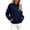Dark Blue, variant on Ayolanni Womens Casual Crew Neck Sweatshirt Fleece Thick Fall Sweatshirt Pullover Lightweight Petite Tops Beige L
