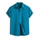 thumbnail image 1 of Men's Spring Summer Casual Solid Color Short Sleeve Shirt Loose Turn-down Collar ShirtXL, 1 of 3