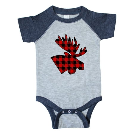 

Inktastic Moose Head in Red and Black Plaid Gift Baby Boy or Baby Girl Bodysuit