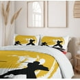 thumbnail image 6 of Ambesonne Japanese Duvet Cover Sets, Watercolor Style Ninja, 2-Queen, Vermilion Mustard, 6 of 7