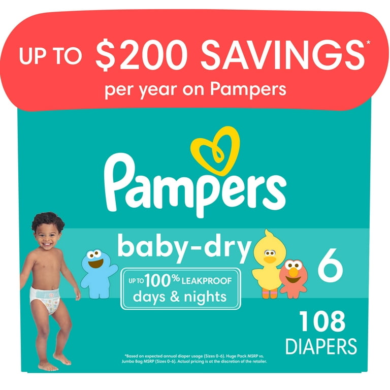 Pampers Baby Dry Diapers Size 6, 108 Count (Select for More Options) 