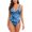 Blue, variant on VBVC Swimsuits for Women Slimming One Piece Bathing Suit Retro Ruched Push Up Vintage Padded Swimwear