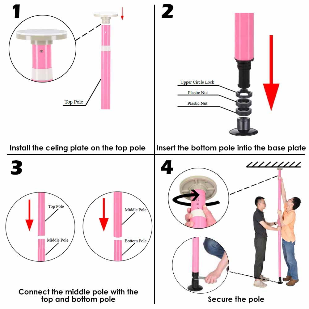 Portable Non Dance Pole Full Kit Package Exercise Club Party Weight Loss Fitness 50mm with Bag US Delivery