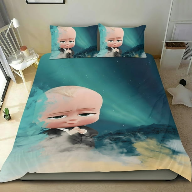 Bebé Jefe: Niño Blanco Conjunto de sábanas temático, trío de piezas, cómodo y amigable con la piel, diseño único, regalo de decoración para el hogar para familiares, amigos y fans,135X200cm