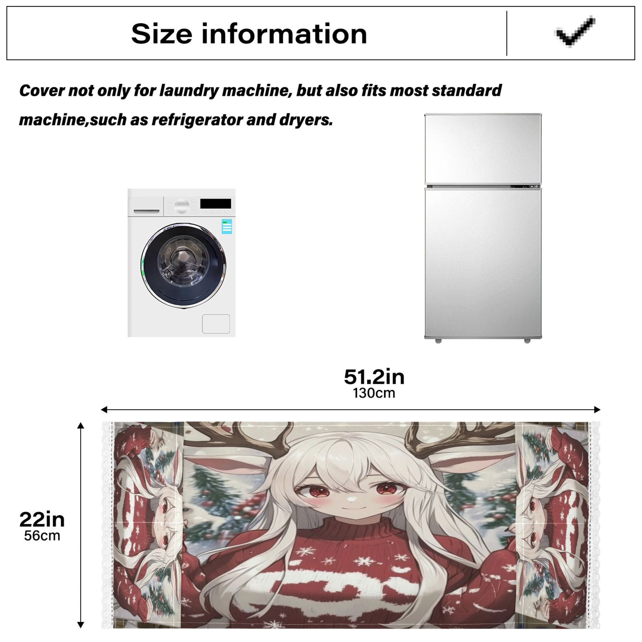 The Antler GirlWasher and Dryer Covers Dust-Proof and Oil Resistant Fridge Cover with 4 Storage Pockets Washing Machine Top Cover for Laundry Kitchen Home 51.2 x 22 In