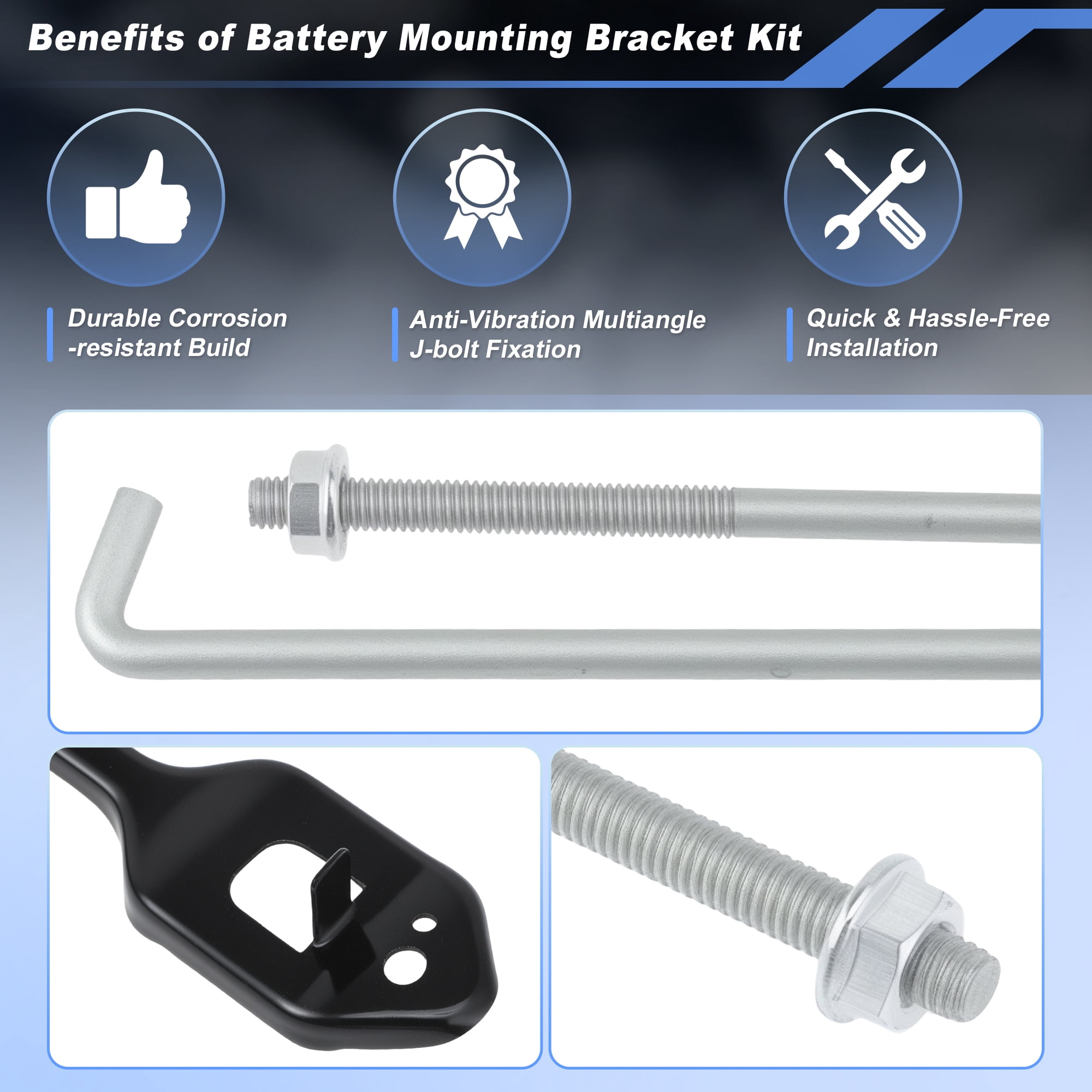 Unique Bargains Battery Hold Down with J Bolt Kit for Honda Accord 2013-2017