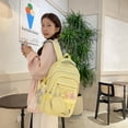thumbnail image 6 of Foral School Backpack, Multi-layer Backpack with Star Pendant&Mini Pendant Bag, Lightweight Loptop Backpack for Middle School College, Yellow, 6 of 10