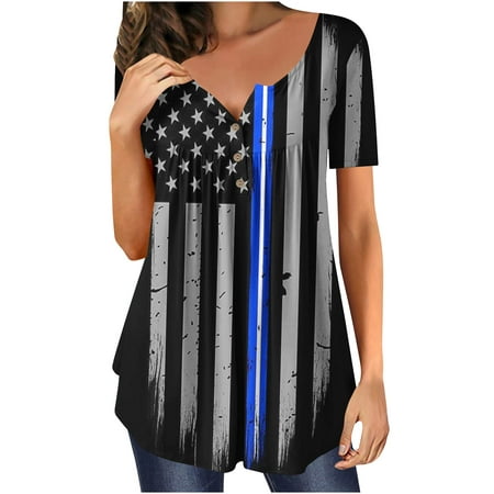 Womens Summer Tops, 4th Fourth of July Patriotic USA American Flag Star Striped Independence Day T Shirts Tunic Tops Daily Deals Of The Day Lightning Deals Pending Orders To Be Delivered #1