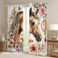 thumbnail image 2 of Erosebridal Brown Horse Curtains Pack of 2 (42x84 Each), Colorful Floral Curtains Blackout for Girls Women, 2 of 6