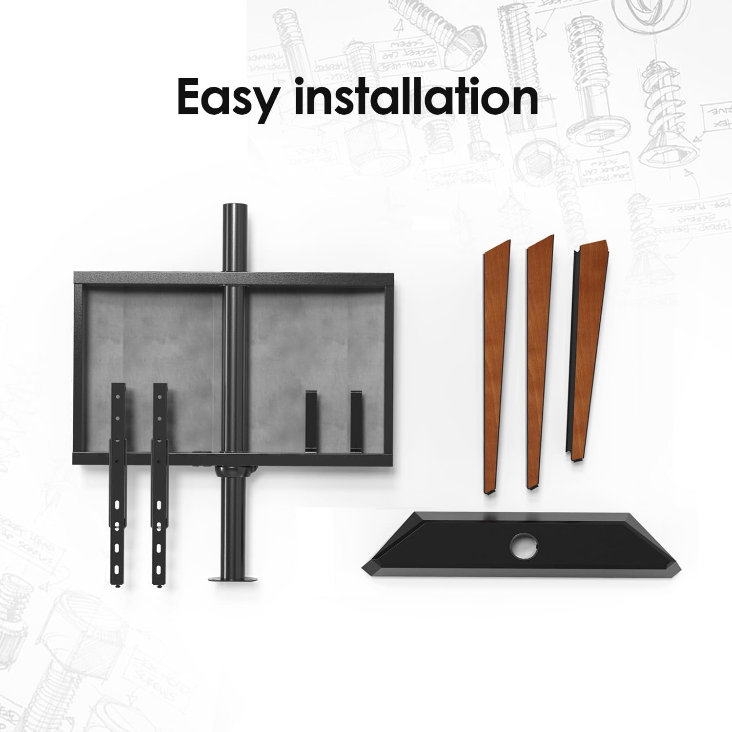 FITUEYES Picasso Series Corner TV Stand for 55–78 Inch TVs, Black & Walnut, Cable Management