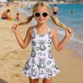 thumbnail image 3 of COEQINE Girls One Piece Tankini Swimsuit with Full Coverage Skirt and Inner Brief, Soft Scoop Neck Swimwear, Secure Fit Comfortable Bathing Suit for 10-11 Years, Koala Leaf Violet, 3 of 8