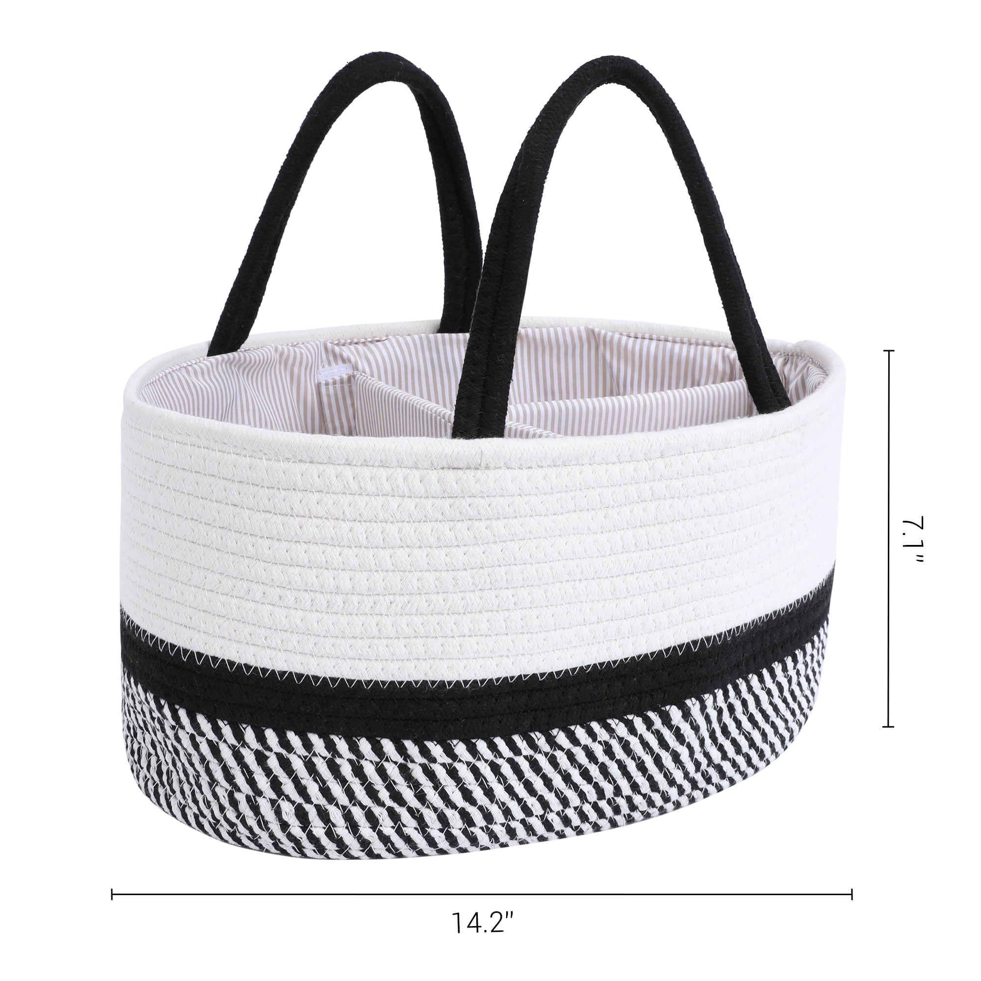 Unique Bargains 1 Pcs Woven Storage Basket Shelf Storage Bin with Handles for Home Black