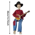 thumbnail image 3 of Halloween Banjo Playing Skeleton Figurine Posable Cowboy Outfit Resin Tabletop Statue For Fall Harvest Mantel Fireplace Seasonal Indoor Holiday Decor Supplies, 3 of 3