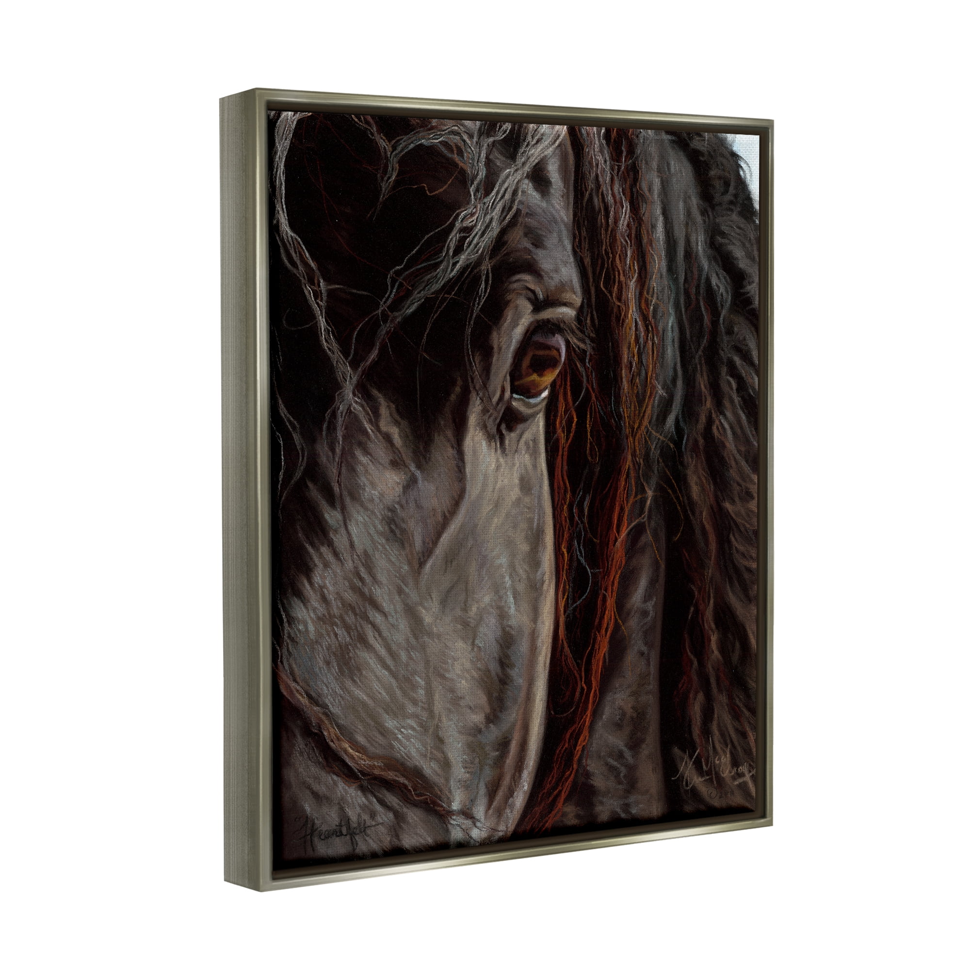 Stupell Industries Close Up Horse Portrait Animals & Insects Painting Gray Floater Framed Art Print Wall Art, 25 x 31