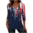 thumbnail image 2 of JTZGDY 4th of July Tops for Women Fashion USA Flag Printed Summer 3/4 Sleeve V Neck Graphic Tunic Blouse Loose Fit Casual Holiday Patriotic Shirts Black#02 XXXL, 2 of 8