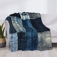thumbnail image 4 of Throw Blanket for Couch, Indigo Patchwork Quilt Super Soft Fuzzy Comfy Warm Throw Blanket, Cuteness Lightweight Cozy Plush Flannel Blanket & Throws for Sofa and Bed All Season, 4 of 5