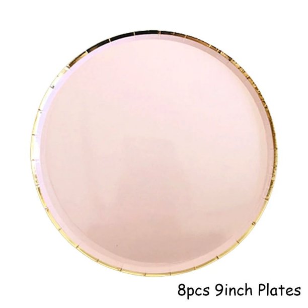 Vajilla desechable para fiesta de oro rosa, plato y vaso de papel champán, servilletas de paja, decoración de cumpleaños, Carnaval, boda, suministros para fiestas infantiles