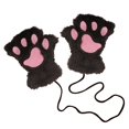 thumbnail image 3 of Fgnfyis Winter Gloves for Women Cat Half Finger Bear Fingerless Cute Thick Lined Cartoon Warm Neck Hanging Plush Mittens Coffee, 3 of 3