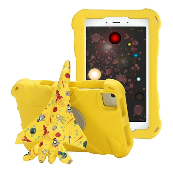 GSFY Kids Case for Kindle Fire HD 8 (Fits 2018 2017 2016 Version, 8th/7th/6th Gen), Lightweight Safe EVA 360 Degree Airplane Kickstand Shockproof Case with Pencil Holder, X Yellow