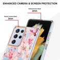 thumbnail image 4 of Allytech Galaxy S21 Ultra Case, Flower Series Clear Crystal Rubber TPU Back Cover Anti-yellow Shockproof Heavy Duty Protection Antis-scratch Case Cover for Samsung Galaxy S21 Ultra, Pink Flower, 4 of 5