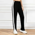 thumbnail image 3 of Four Seasons Casual Women's Side Stripes Slit Bottom Stretch High-Waisted Pants Straight Pants Track Pants, 3 of 7