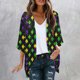 thumbnail image 1 of TaTaai Women's 3/4 sleeve chiffon cardigan, printed pattern, sun protection, casual trendy, lightweight breathable, Mardi Gras essential, perfect for outdoor outings & layered looks Gift, 1 of 5
