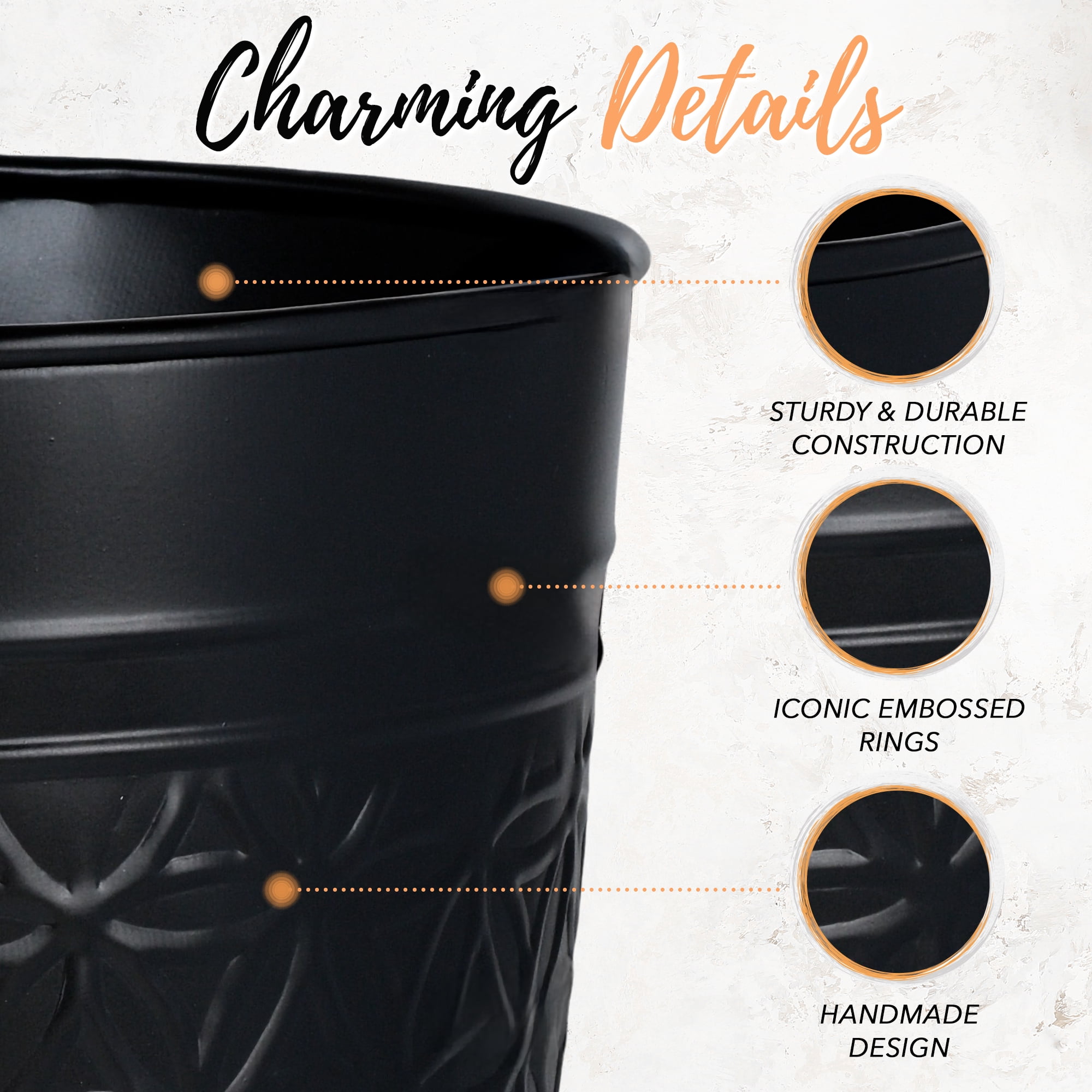 Autumn Alley Black Trash Can for Bathroom, Round Open-Top Bathroom Trash Basket Black Stylish and Durable Black Waste Basket for Home or Office Cute Decorative Decor, Durable, Black