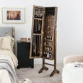 thumbnail image 3 of Gymax Standing Jewelry Cabinet Armoire Full Length Mirror Lockable Rustic Brown, 3 of 10