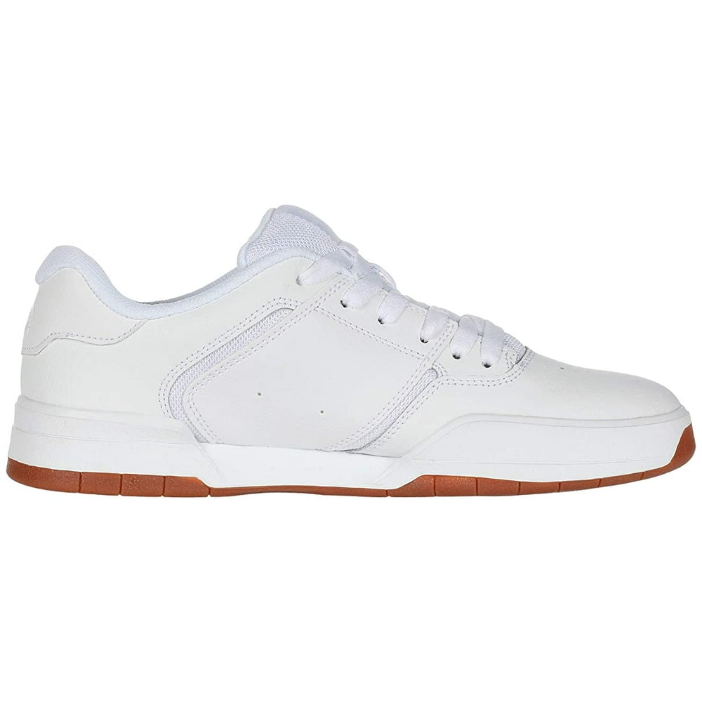 DC DC Central Mens White Leather Lace Up Athletic Skate Shoes