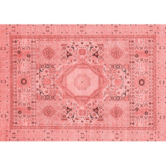 Ahgly Company Indoor Rectangle Abstract Red Modern Area Rugs, 5' x 8'