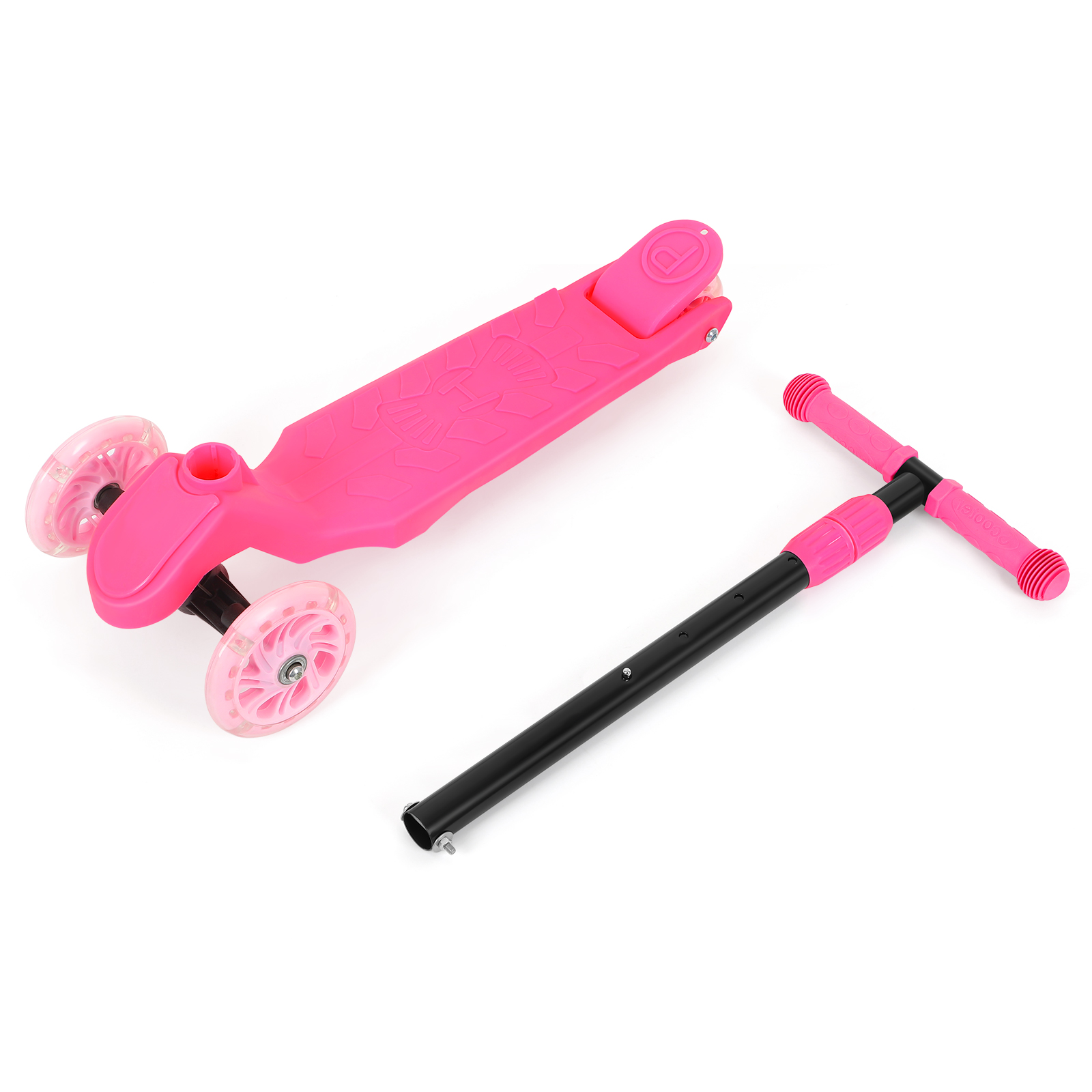 Kids Kick Scooter with Adjustable Height and Light Up Wheels, Pink
