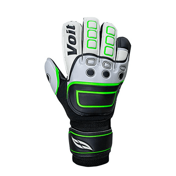 Voit Performance Goalkeeper Gloves, Silver/Black, Flat Palm Cut with Finger Support, Size 10, Professional Soccer